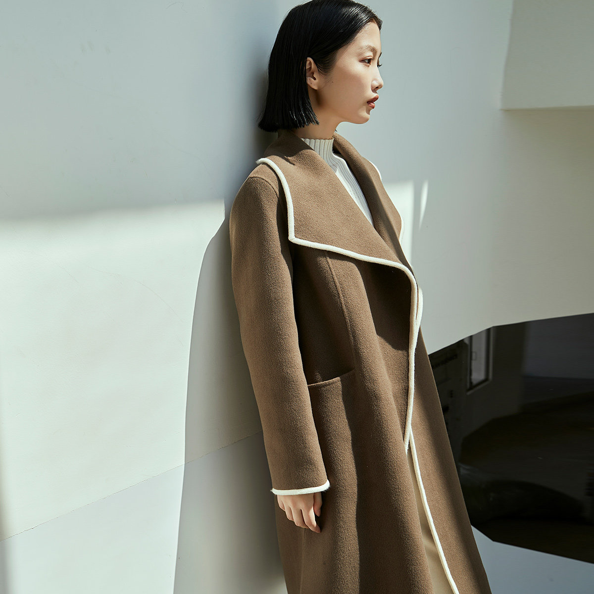 【清仓价】迪卡轩2024冬季复古大翻领羊毛大衣女装中长过膝长外套,女装/女士精品,羊绒大衣,淘宝优惠券,粉丝福利购,淘宝优惠卷