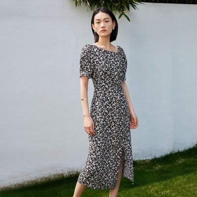 Dekashell/迪卡轩2025年夏季新款小碎花田园风中长款连衣裙女裙子