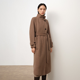 Dekashell/迪卡轩2025冬季新款羊毛混纺毛呢外套女双面呢大衣