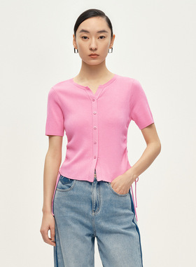 Dekashell/迪卡轩2025夏季新款针织衫短袖圆领修身显瘦