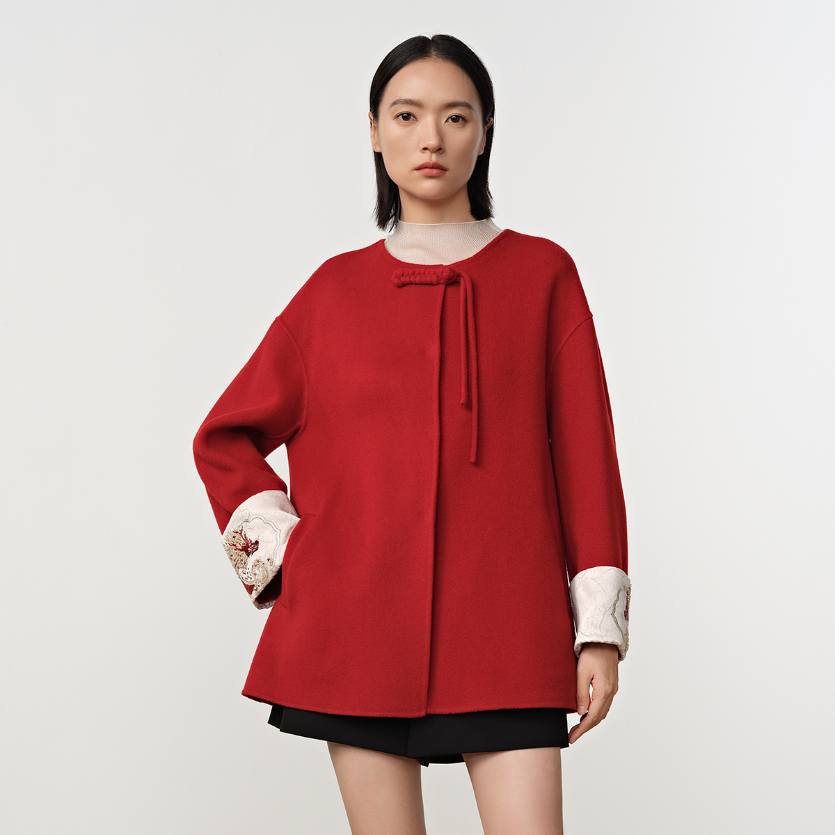 Dekashell/迪卡轩2025冬季新款羊毛混纺毛呢大衣外套女上衣