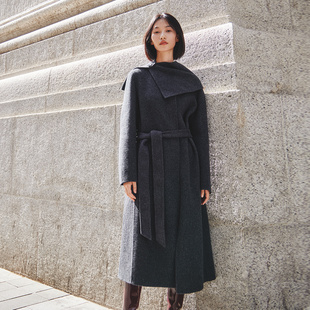 Dekashell/迪卡轩2025冬季新款女士毛呢外套双面呢大衣中长款