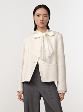 Dekashell/迪卡轩2025冬季新款羊毛混纺毛呢外套女上衣