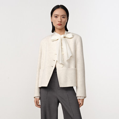 Dekashell/迪卡轩2025冬季新款羊毛混纺毛呢外套女上衣