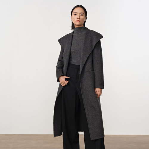 Dekashell/迪卡轩2025冬季新款羊毛混纺毛呢外套女大衣