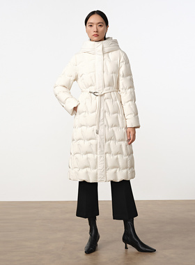 Dekashell/迪卡轩2025冬季新款羽绒服女中长款连帽加厚保暖外套