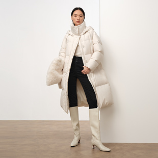 Dekashell/迪卡轩2025冬季新款羽绒服女中长款连帽加厚保暖外套