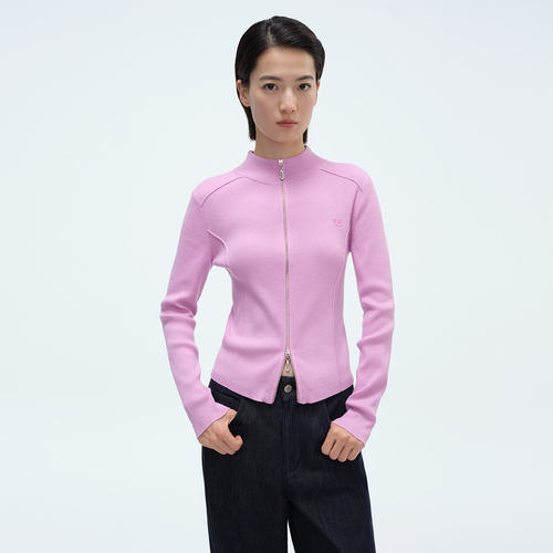 Dekashell/迪卡轩2026春季新款立领针织衫女长袖修身毛衣