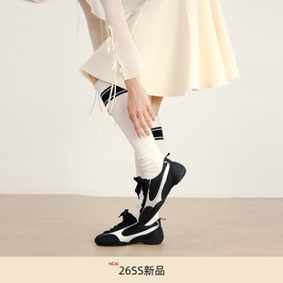 lost in echo2026春夏新款高级牛皮手工拼接解构薄底足球芭蕾鞋女