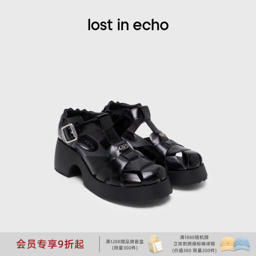 lostinecho抽褶厚底增罗马凉鞋
