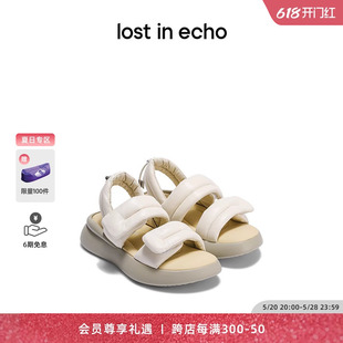 设计师品牌休闲厚底增高填充双条带舒适凉鞋 lost echo夏季 凉拖