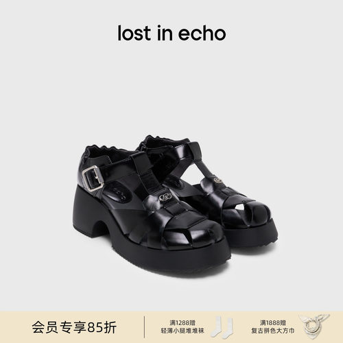 lostinecho抽褶厚底增罗马凉鞋