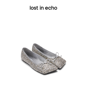 lost in echo2024新品斜方头蝴蝶结平底芭蕾舞鞋船鞋浅口单鞋女
