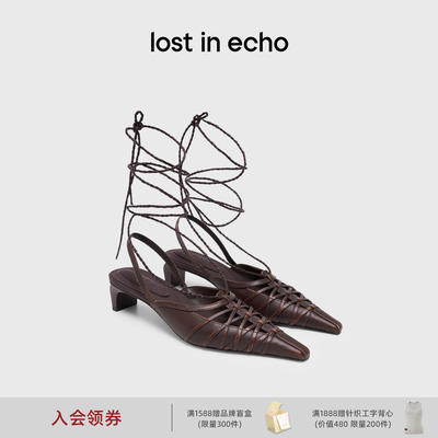 lostinecho芭蕾绑带小猫跟高跟