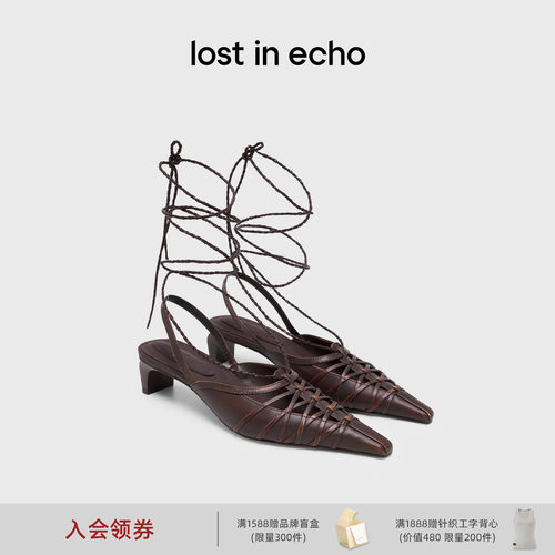 lostinecho芭蕾绑带小猫跟高跟