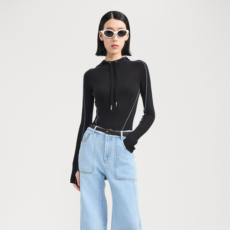 lostinecho连帽羊毛针织衫女