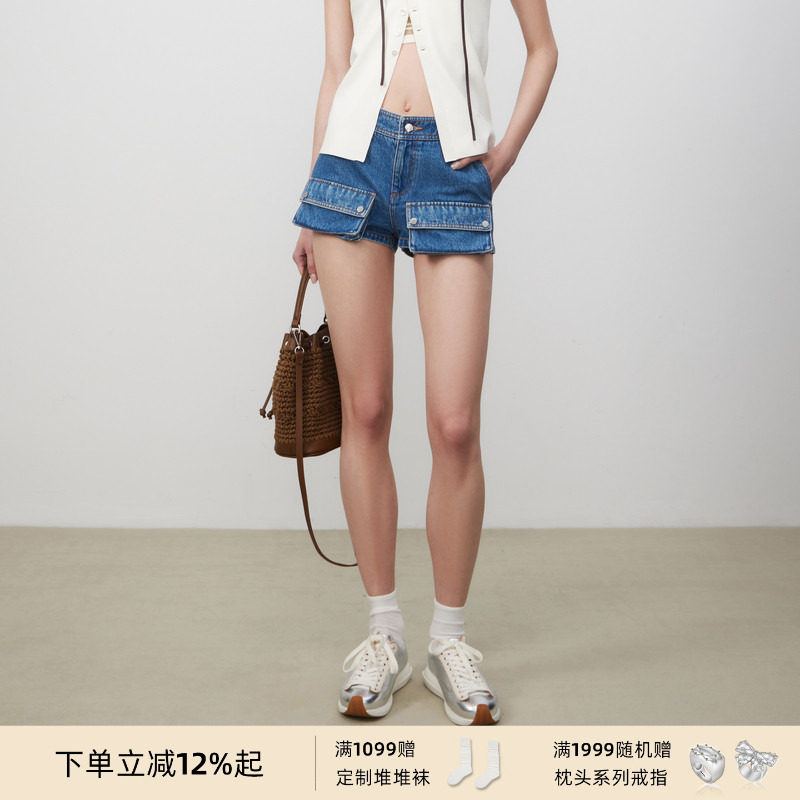lost in echo春夏时尚低腰工装风立体口袋迷你修身显瘦牛仔短裤女,女装/女士精品,牛仔裤,淘宝优惠券,粉丝福利购,淘宝优惠卷