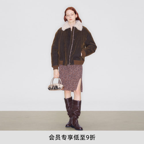 lostinecho毛领拼接夹克外套