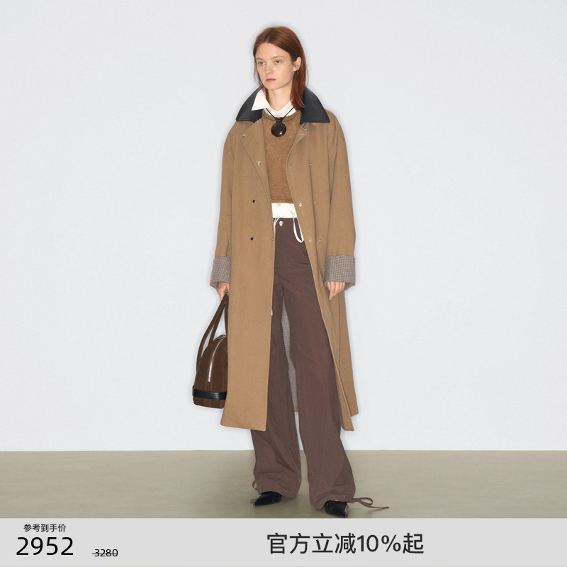 lostinecho千鸟格双排扣风衣