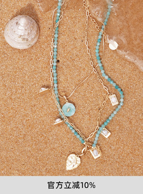 lost in echo度假风异域多层叠戴复古时尚高级金币珍珠项链