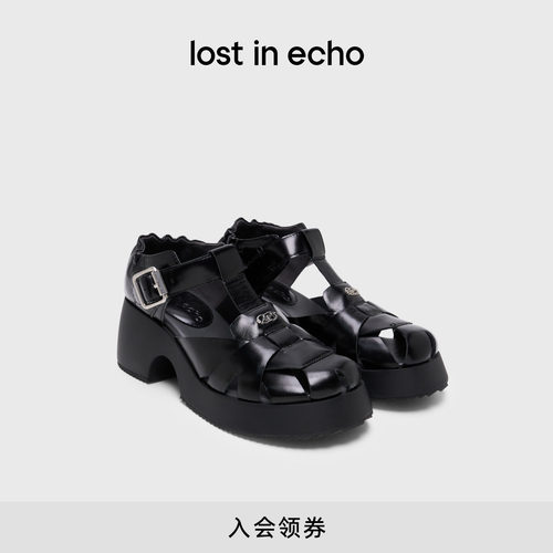 lostinecho抽褶厚底增罗马凉鞋