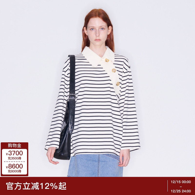 张含韵同款lost in echo2025冬季新款斜门襟休闲宽松