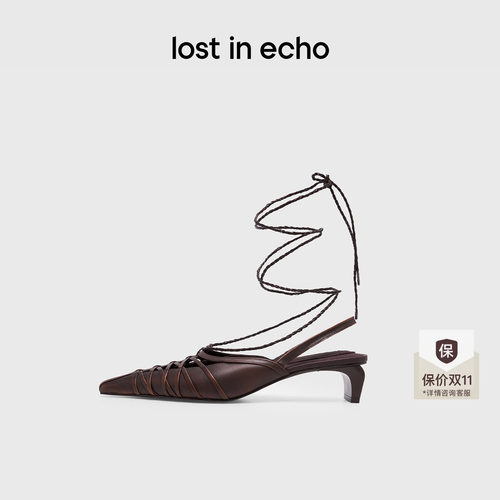 lostinecho芭蕾绑带小猫跟高跟