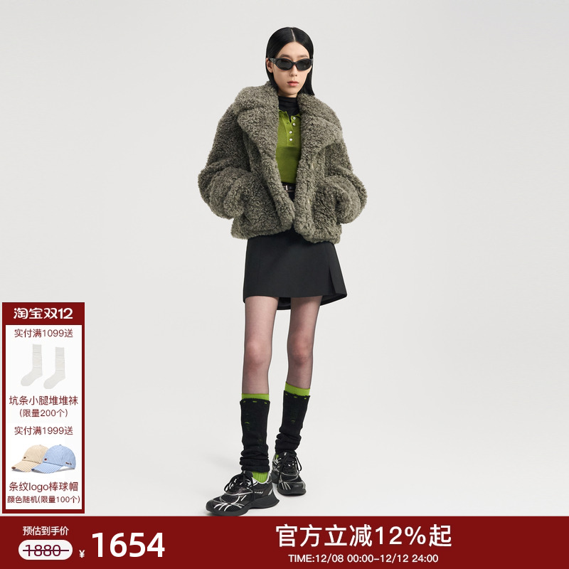 lostinecho大翻领毛毛夹克外套