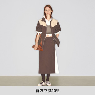 撞色收腰工装 陈丽君同款 echo秋冬新款 夹克外套长半身裙女 lost