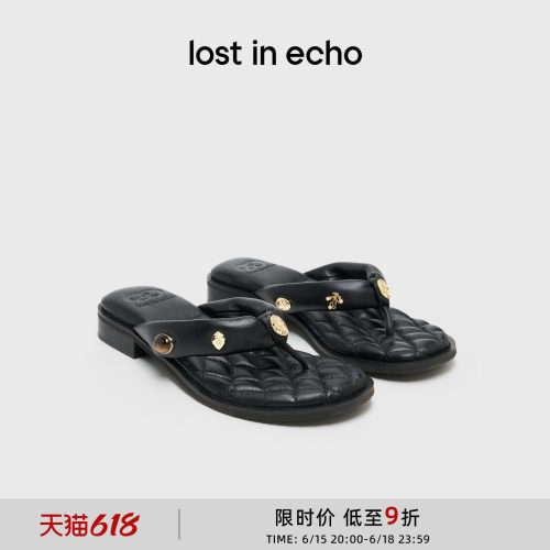 lostinecho羊皮人字夹脚拖凉拖