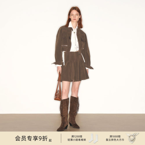 lostinecho仿麂皮短夹克短裙