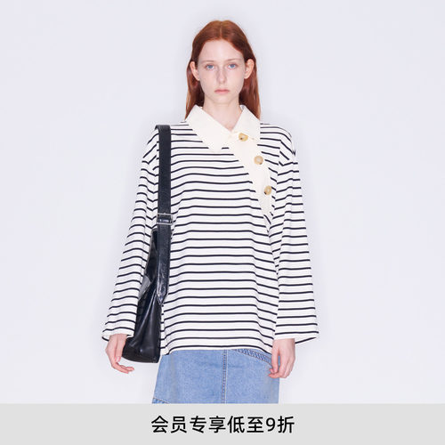 lostinecho斜门襟宽松POLO衫