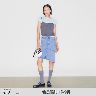 显瘦空气感羊毛针织短袖 lost 精致修身 T恤女 echo2025早秋新款