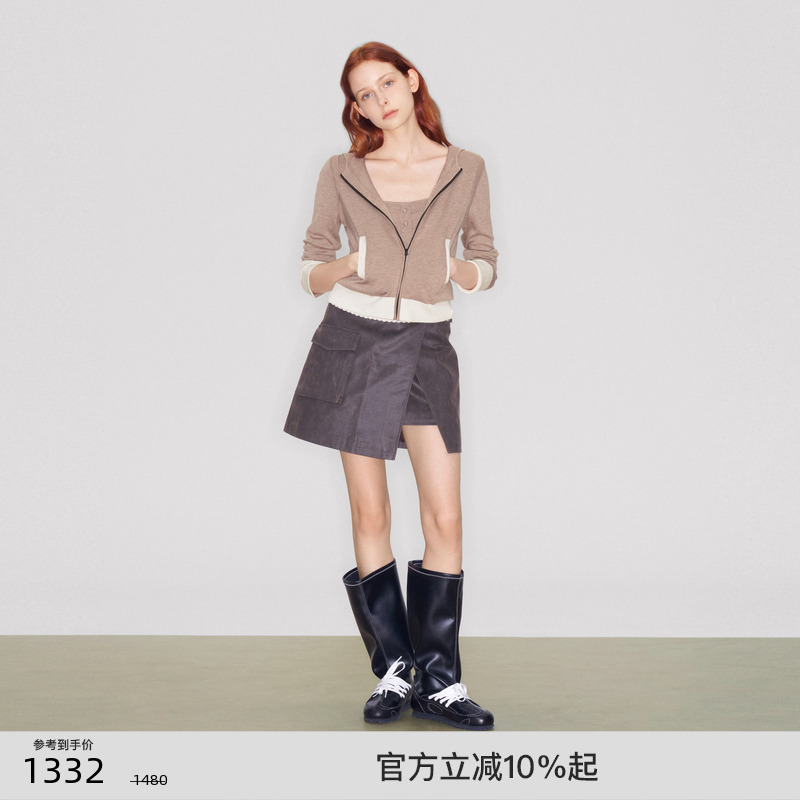 lostinecho连帽拉链针织开衫