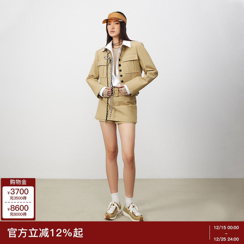 赵今麦同款lost in echo高级立领短西装外套开衩短裙半裙
