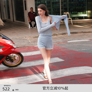 工字背心吊带短裤 新款 轻薄透气针织开衫 套装 lost echo2025夏季