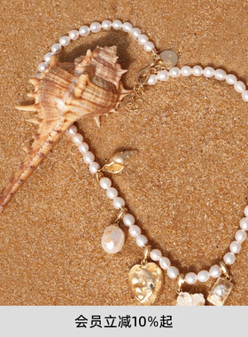 lost in echo度假风高级感精致雕花算盘挂坠珍珠项链女