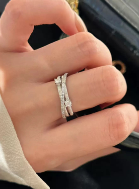 柏诗艾菲S925纯银小方糖锆石戒指小众设计简约轻奢精致百搭白月光