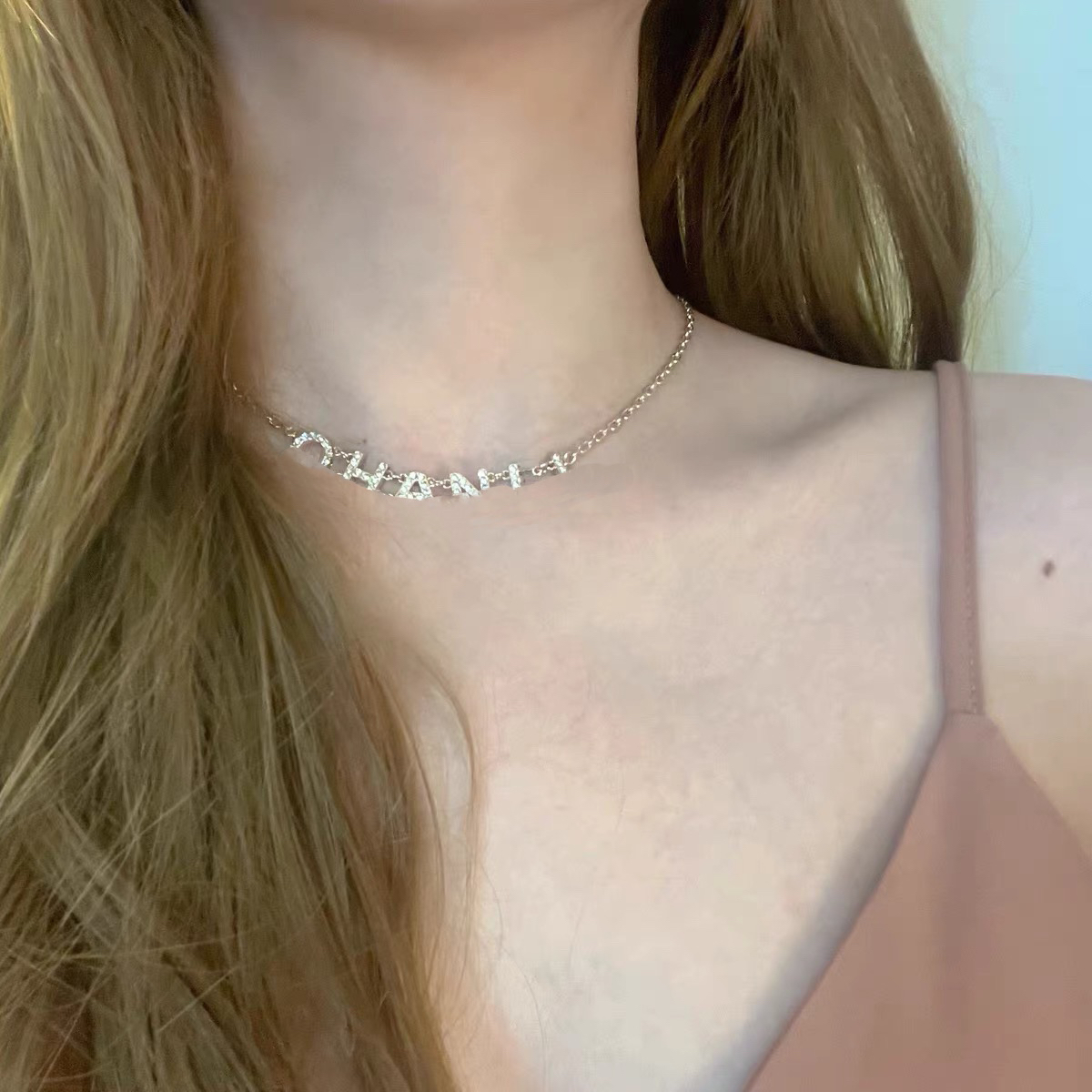 柏诗艾菲小香风项链字母C镶钻项链手链不掉色高品质