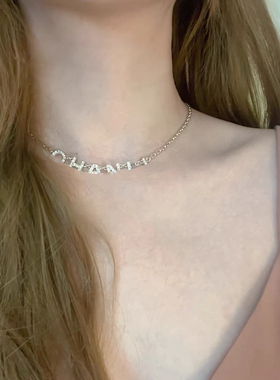 柏诗艾菲小香风项链字母C镶钻项链手链不掉色高品质