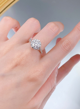 柏诗艾菲莫桑石戒指女925纯银GRA经典带证书女生礼物简单百搭轻奢