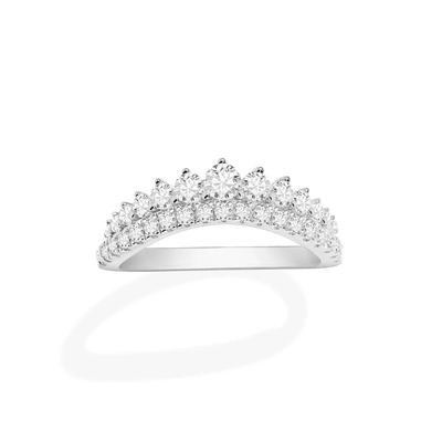 柏诗艾菲S925纯银优雅皇冠满钻排钻戒指小众设计轻奢精致简约百搭