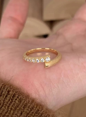 柏诗艾菲S925纯银交错星轨花朵排钻戒指小众设计轻奢简单百搭