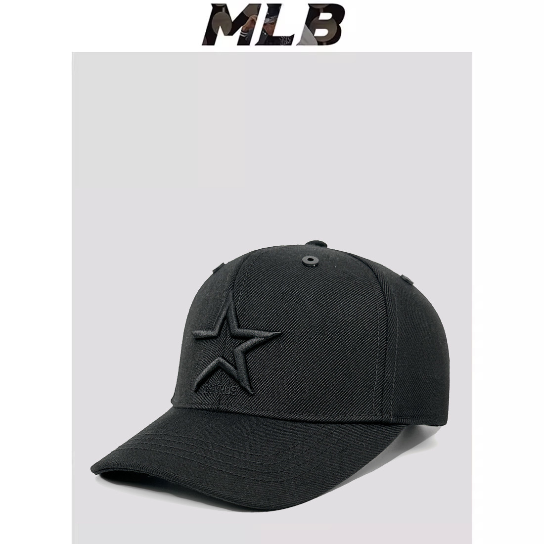 mlb帽子五星刺绣帽男女春夏纯黑色专柜正品遮阳防晒棒球帽鸭舌帽