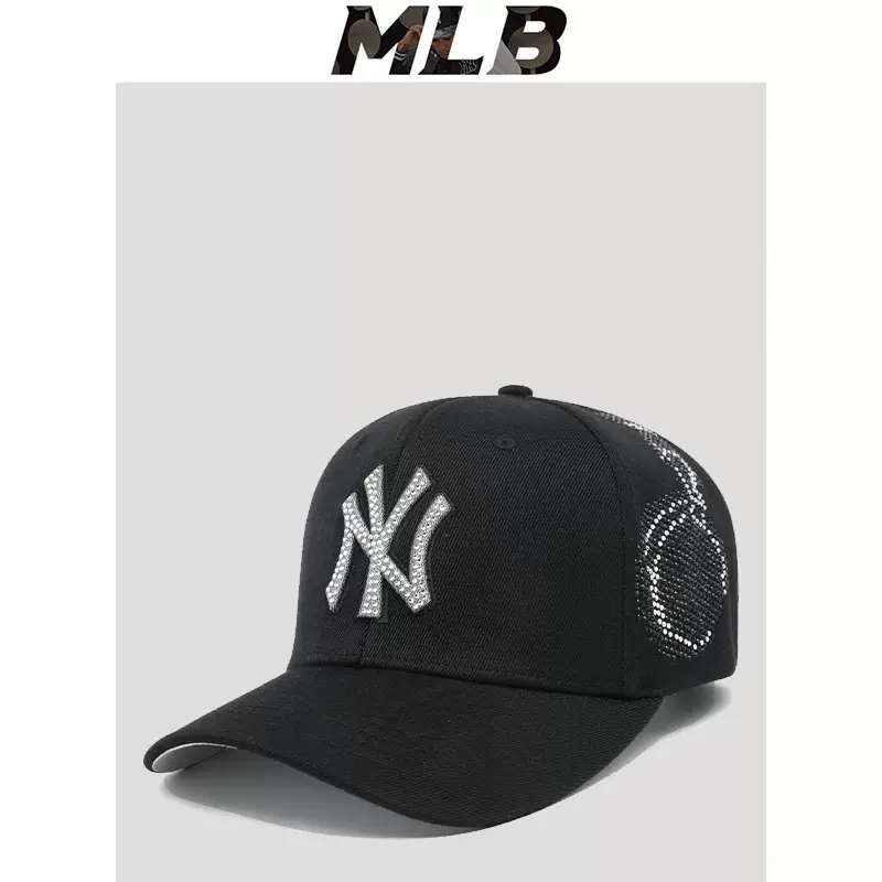 mlb帽子la棒球帽男女春夏26新款专柜正品百搭镶钻小标硬顶鸭舌帽