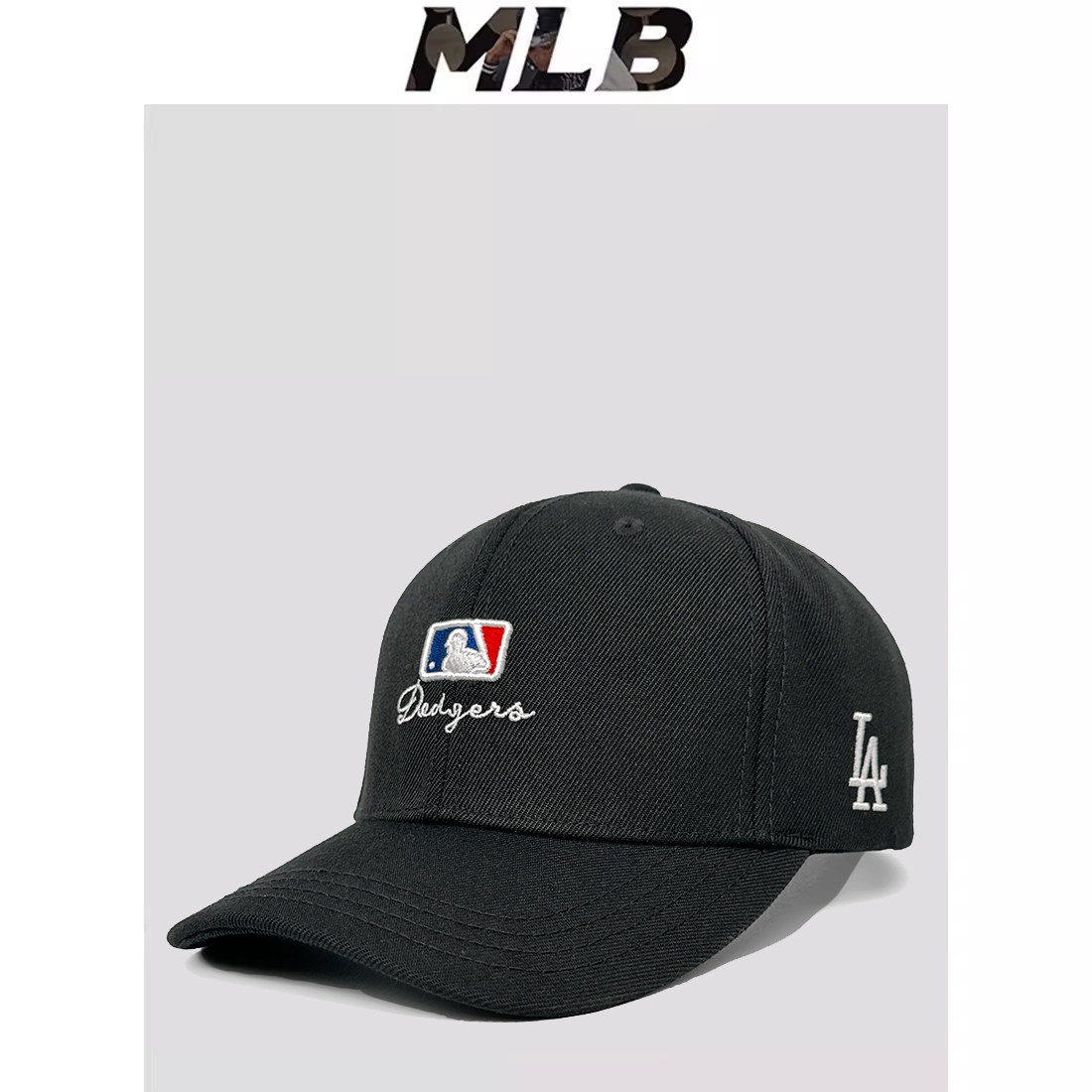 mlb棒球帽帽子女新款la小标男潮春夏专柜正品防晒硬顶黑色鸭舌帽