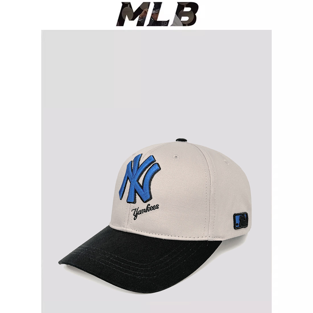 mlb棒球帽春夏女灰色蓝标专柜正品情侣遮阳鸭舌帽潮牌刺绣NY帽子