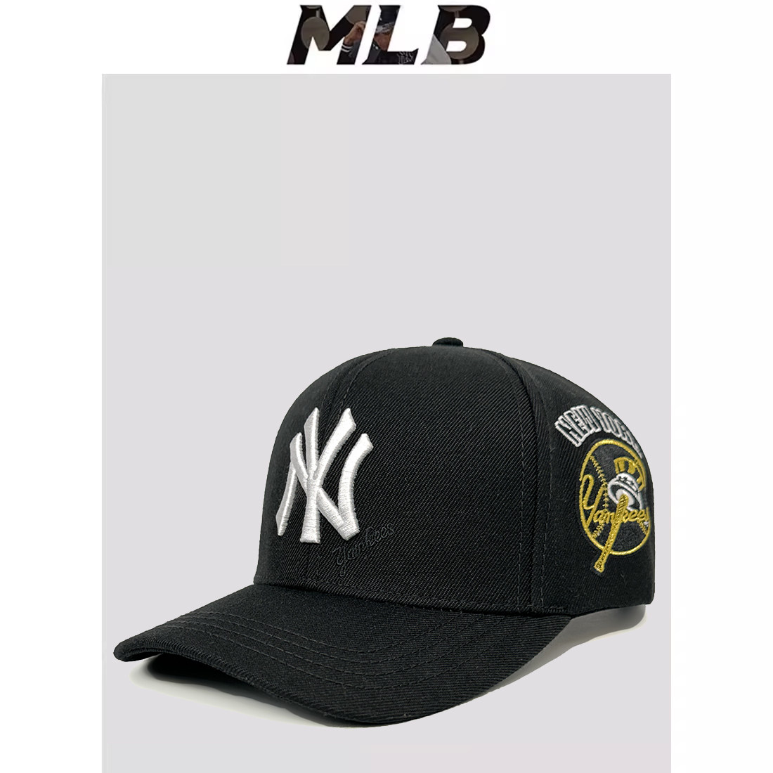 mlb棒球帽春夏新女男潮牌正品专柜NY帽子黑色遮阳百搭硬顶鸭舌帽