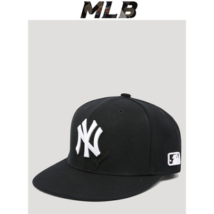 MLB帽子黑色专柜正品秋冬平檐字母NY棒球帽男女情侣款百搭嘻哈帽