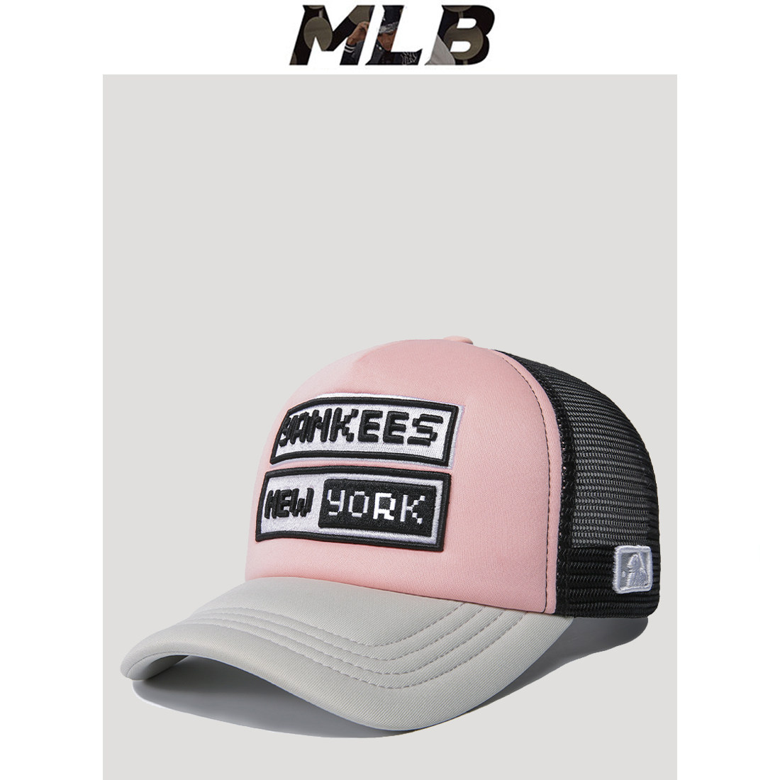 mlb棒球帽夏女NY粉色网帽专柜正品潮牌均码嘻哈帽遮阳防晒鸭舌帽